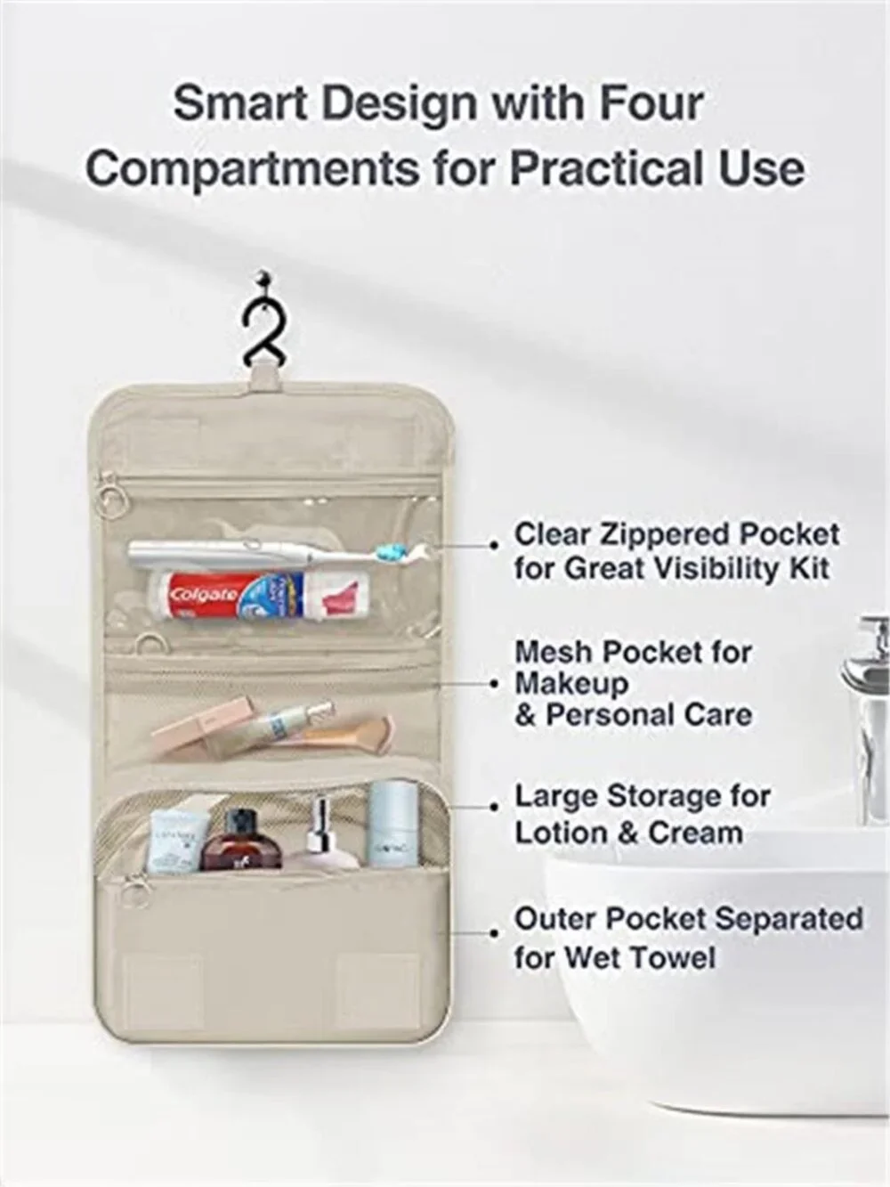 Hanging Toiletry Bag Women Travel Cosmetic Makeup Organizer Water Resistant Bag